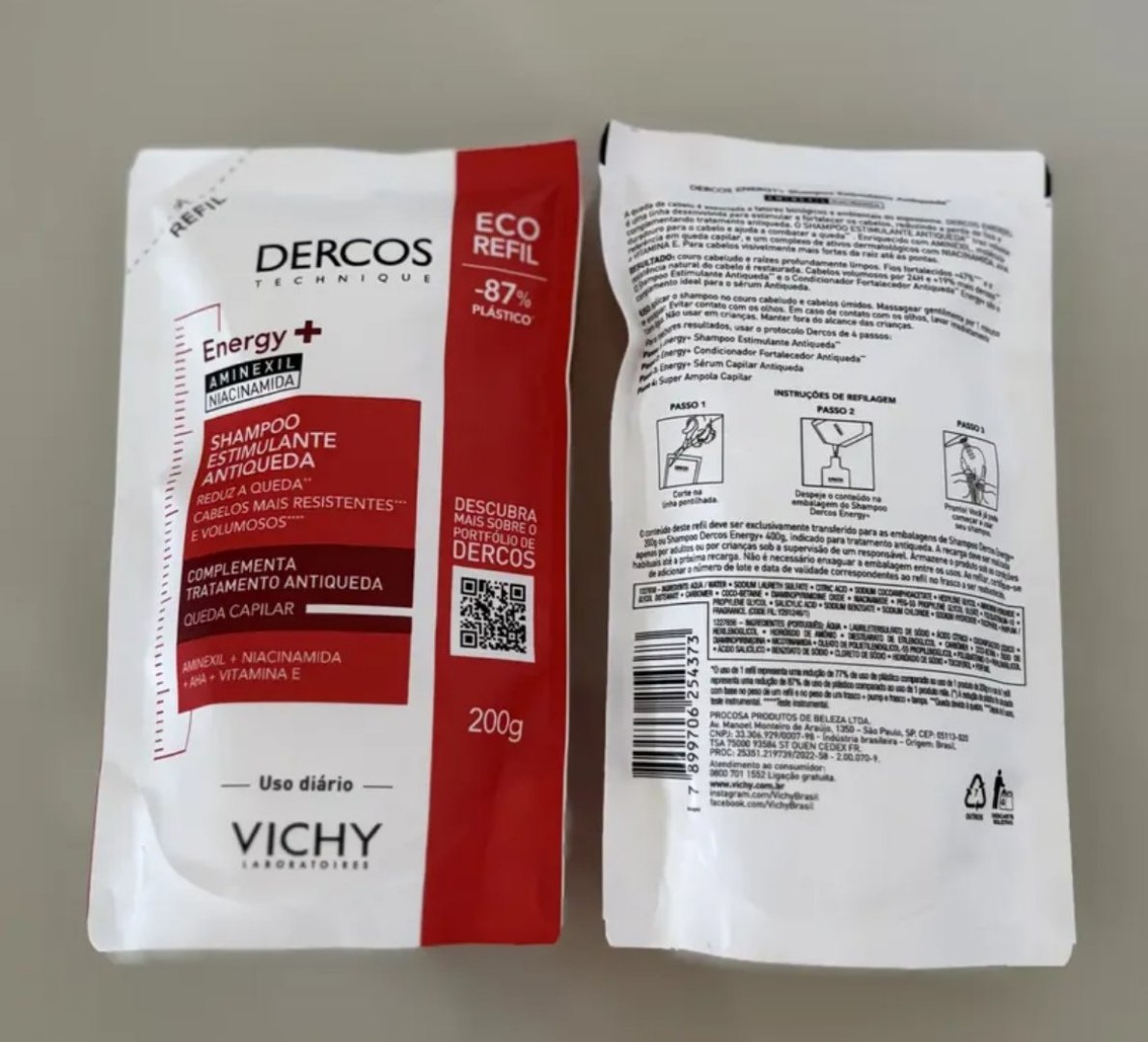 Refil Shampoo Antiqueda Estimulante Dercos Energy+ Vichy 200g