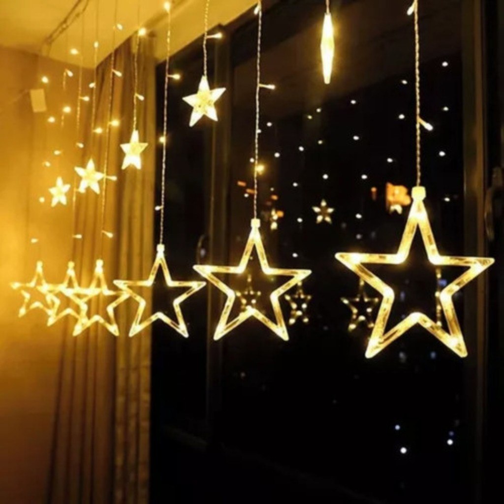 Pisca Pisca Cascatas Estrela Luxo Natal 8 Funções Decoração