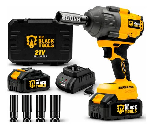 Parafusadeira Chave de Impacto a Bateria Lítio 21V Motor Brushless 800Nm 80kgf.m TB21IX The Black Tools