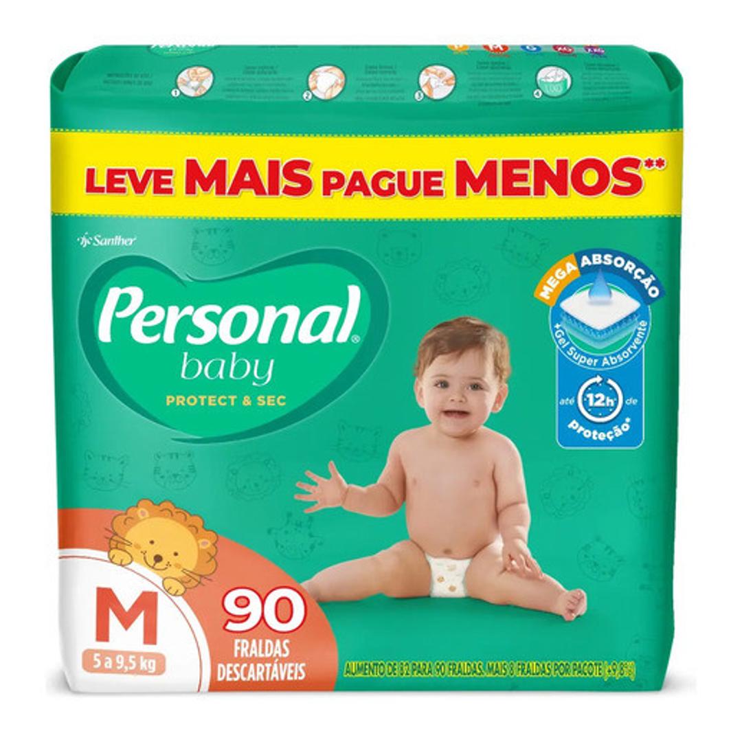 Fralda Personal Baby Protect e Sec M com 90 unidades