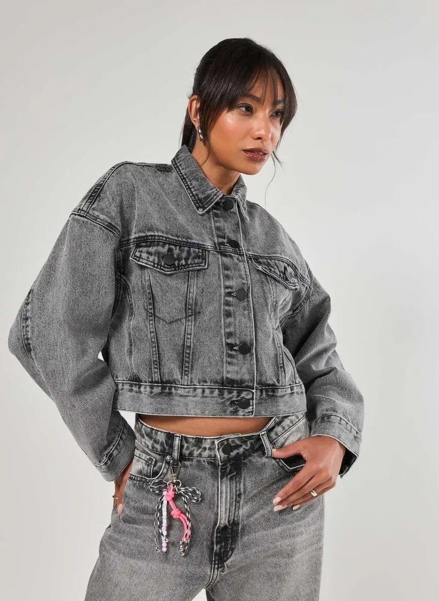 Jaqueta Jeans Claro Cropped