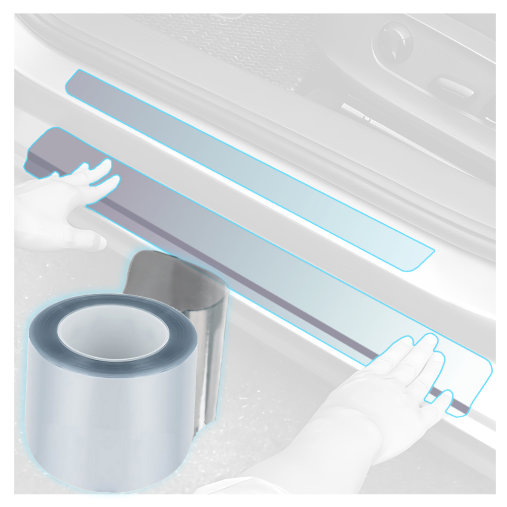 Adesivo Universal Soleira Transparente Protetor PPF de PVC para Carro 04 Pç