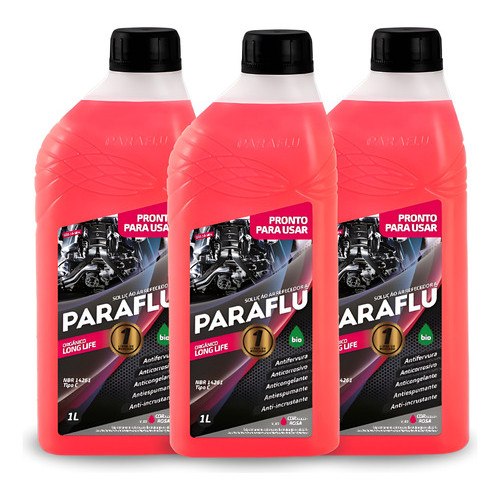 Kit 3 Paraflu Aditivo Radiador Pronto Para Uso 3L