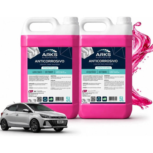 Kit 2 Aditivo Radiador Rosa 5L Pronto Uso Volkswagen Toyota