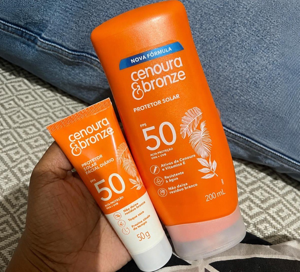 Kit Cenoura & Bronze Protetor Solar 200ml + Protetor Solar Facial 50g FPS 50