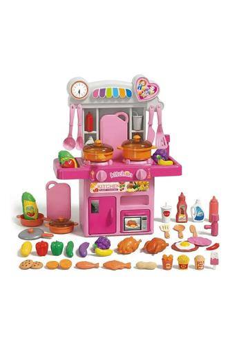 Cozinha Infantil Completa Com Luz E Som Acessórios Sai Água Rosa
