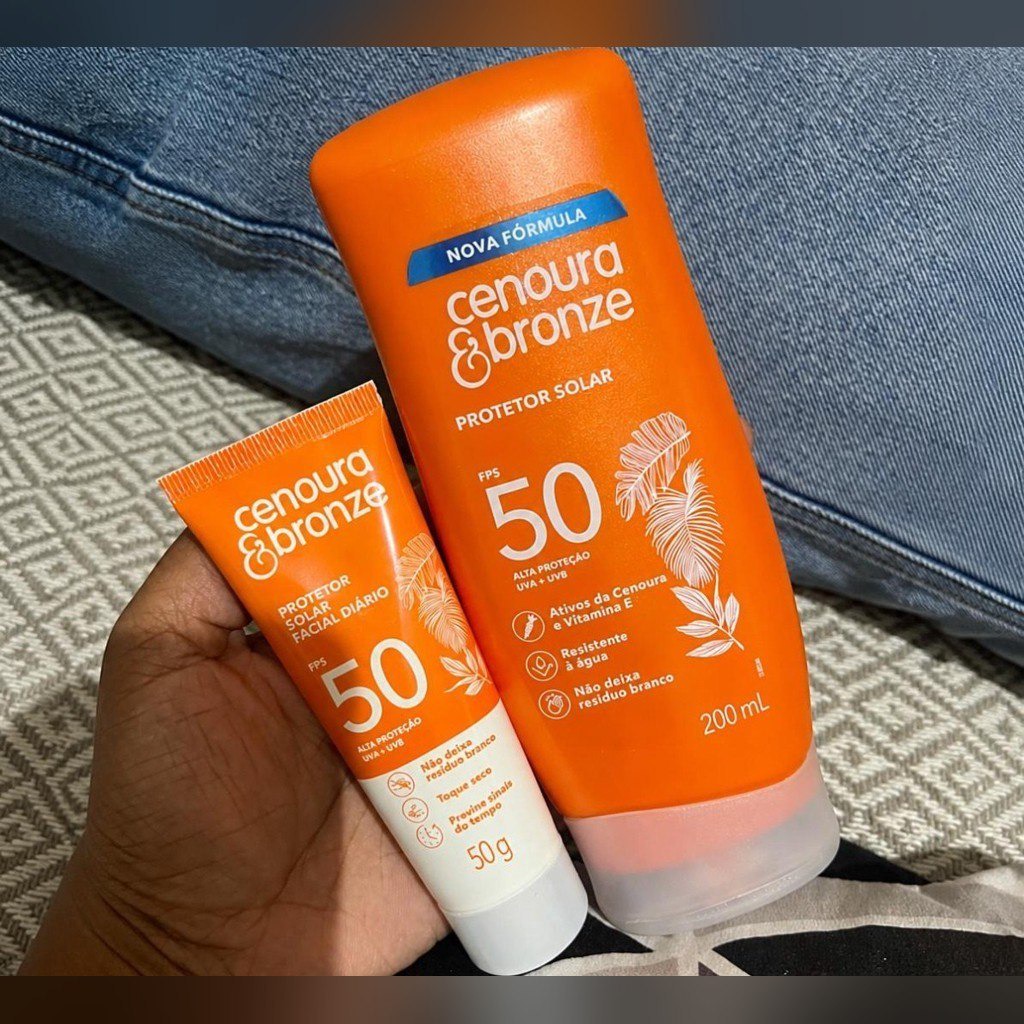 Kit Cenoura & Bronze Protetor Solar 200ml + Protetor Solar Facial 50g FPS 50