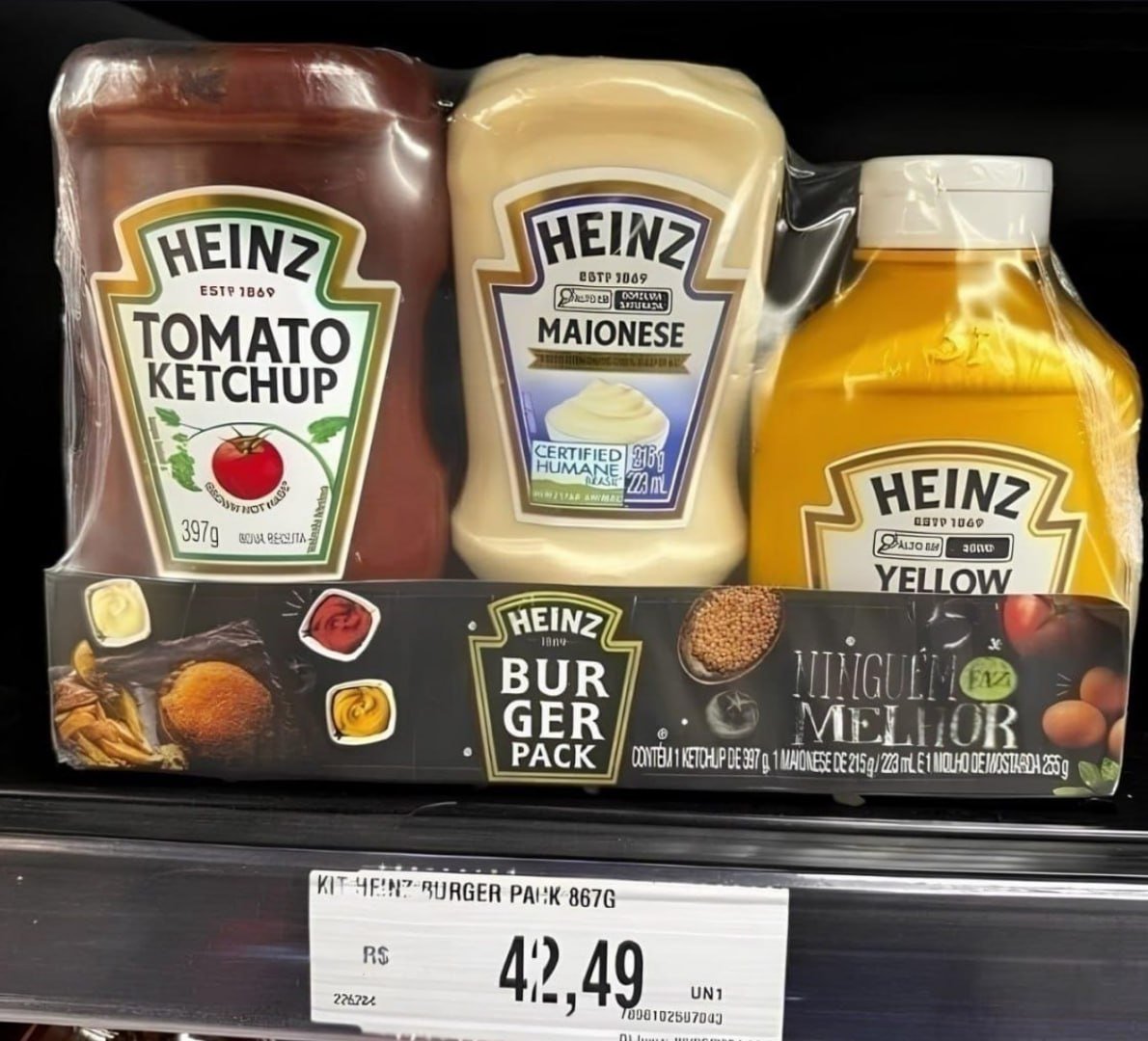 Heinz Pack Hamburguer Ketchup 397g + Maionese 215g + Mostarda 255g