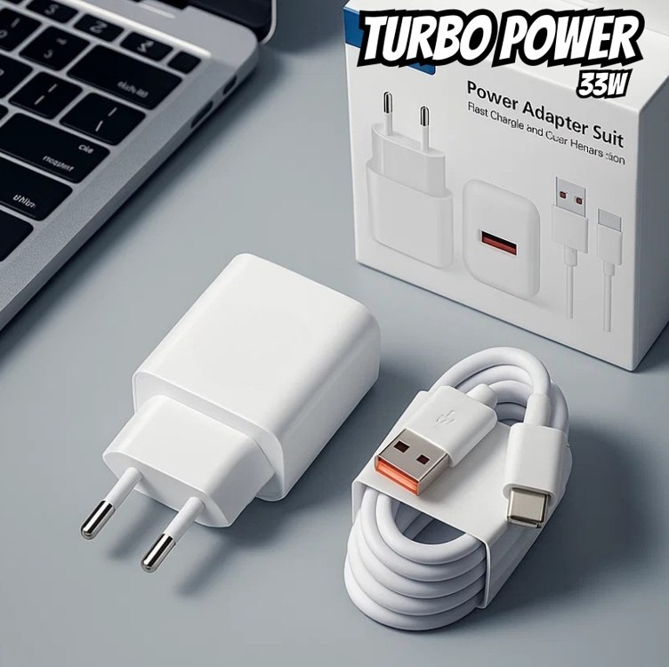 Carregador Turbo Tipo C 33W Com Carregamento Rápido Com Cabo Tipo C Compatível Com Todos Os Dispositivos USB-C, Compativel Com IPhone 15/16, Compativvel Com ANdroid, Tablet, SmartWatch