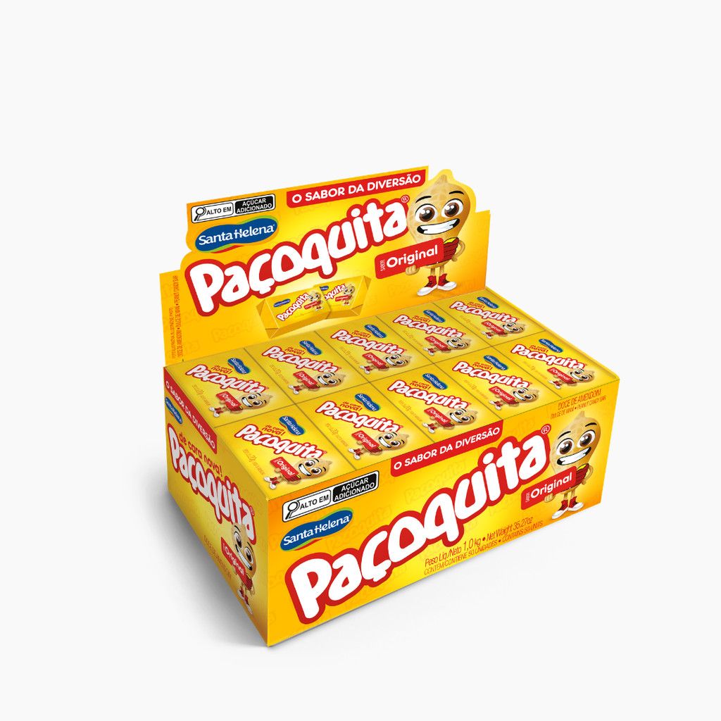 Paçoquita Quadrada Embalada Display 1kg com 50 Unidades de 20g