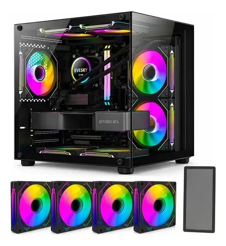 Gabinete Gamer Hayom Aquário com 4 Coolers Fan LED RGB