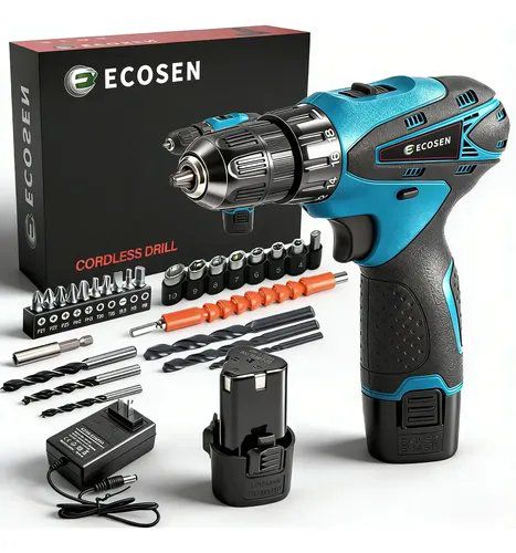 Parafusadeira Furadeira Sem Fio 10mm 3/8 2 Bateria Lítio Azul 127/220V