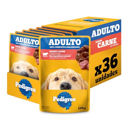 Pack Ração Úmida Pedigree Sachê Carne ao Molho para Cães Adultos 100 g - 36 unidades