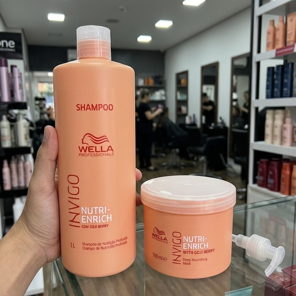 Kit Wella Nutri Enrich Shampoo 1000ml + Máscara 500ml Invigo
