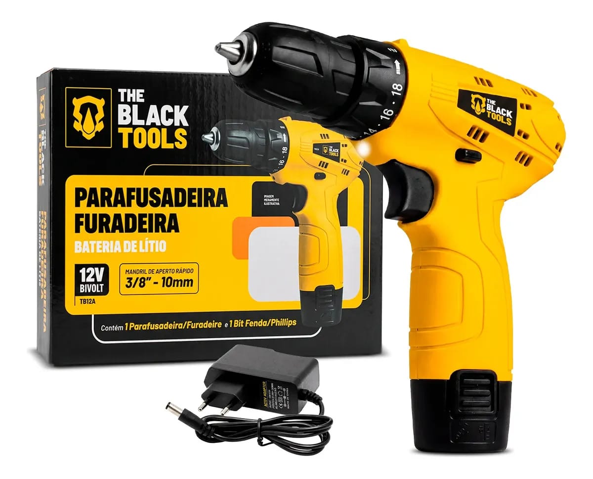 Parafusadeira Furadeira The Black Tools TB12A 12V Bivolt a Bateria