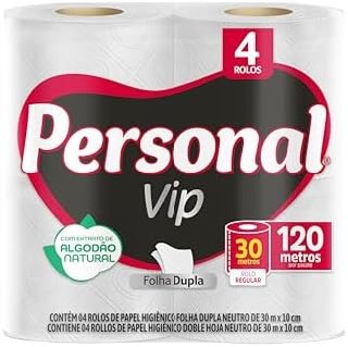 Personal Papel Higiênico Vip Folha Dupla 4 Unidades Branco