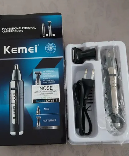 Aparador de Pelos Kemei KM-6511 Nariz Orelhas Sem Fio Preto