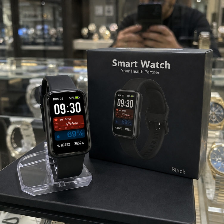 Smartband Inteligente Prova D'água Smartwatch Relógio Fb057 Para Homens E Mulheres, Preto