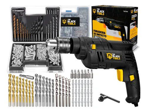 Furadeira de Impacto 3/8 pol. 10mm 550W + Kit 300 Peças