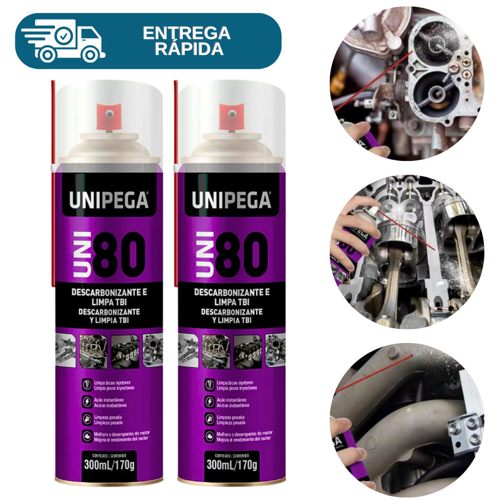 Kit 2 Descarbonizante Uni80 Limpa TBI 300ml Unipega