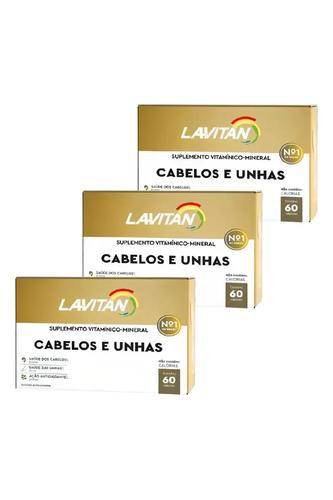 Kit 3 Lavitan Vitamina para Cabelos e Unhas 60 cápsulas