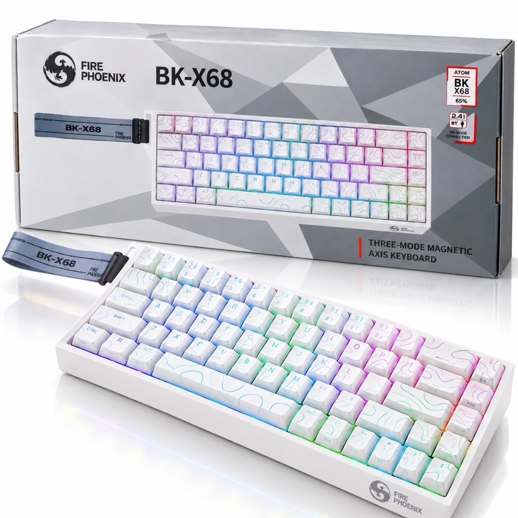 Teclado Sem Fio Gamer Magnético Rapid Trigger 0,01mm 8000Hz RGB Fire Phoenix