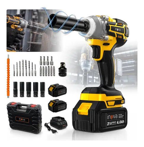 Chave de Impacto Inova sem Fio 21V, Kit com 2 Baterias