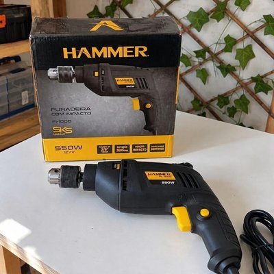 Furadeira de Impacto 3/8 Pol 550W Hammer FI-1000 Preto