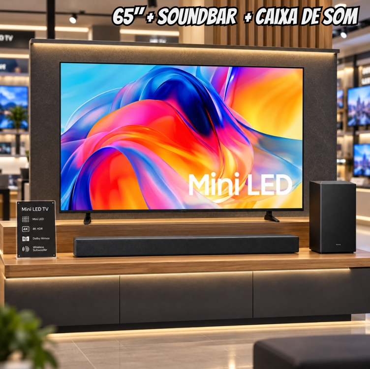 Samsung Smart Tv 65 Miniled 4k M75h + Soundbar Samsung B-series Hw-b450f