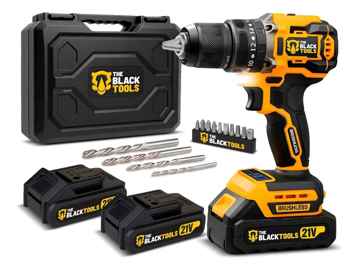 Parafusadeira Furadeira de Impacto Sem Fio 21V 2 Baterias TB-21YX The Black Tools