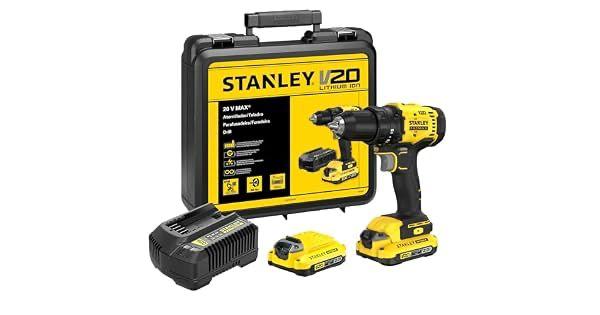 STANLEY Parafusadeira e Furadeira 13mm 20V SCD701D2K com 2 Baterias, Carregador e Maleta