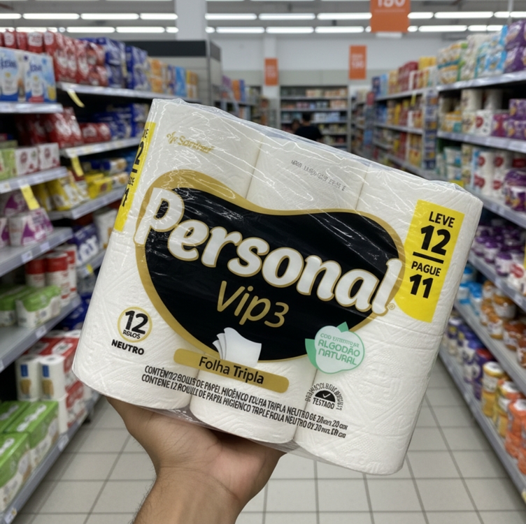 Personal Papel Higiênico Vip Folha Tripla Com 12 Rolos De 20m