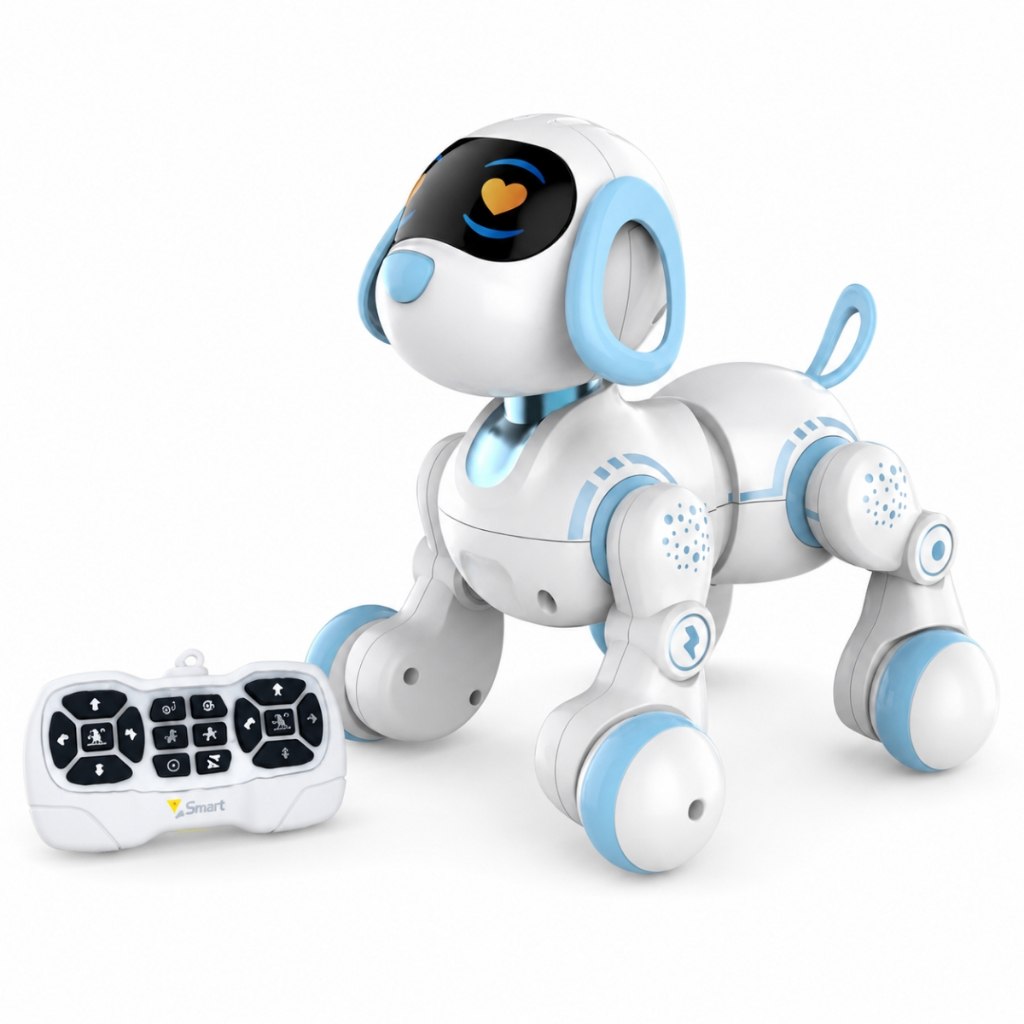 Robô Cachorro de Controle Remoto Infantil Azul com LED - Castela