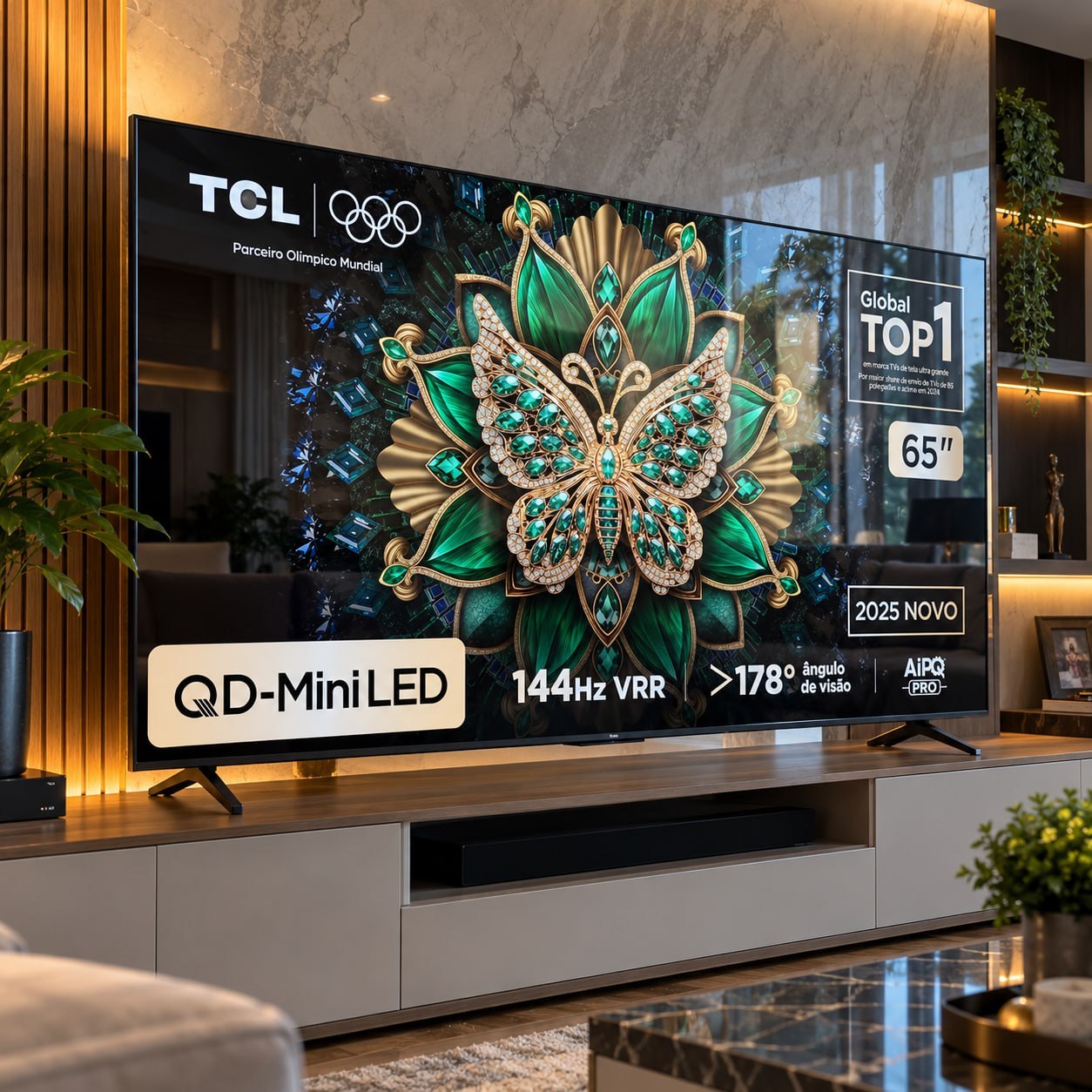 Smart TV TCL 65 Polegadas QD-Mini LED 4K C6K 144Hz 65C6K