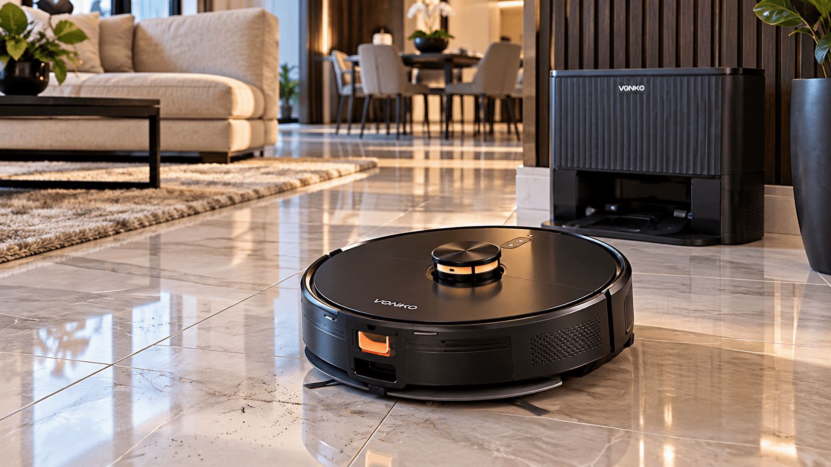 Robô Aspirador VONKO S6 Pro 8000Pa com LiDAR 2.0, Base Autoesvaziante 2.5L, Aspira e Passa Pano
