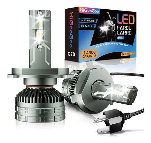 Higoogoo G70 Par Farol Carro LED H4 H1 H7 H11 HB3 HB4 H3 H27