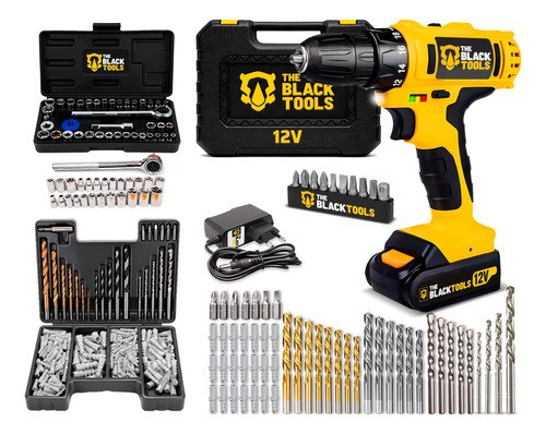Parafusadeira Furadeira 12V + Kit Jogo de Ferramentas 169 Peças