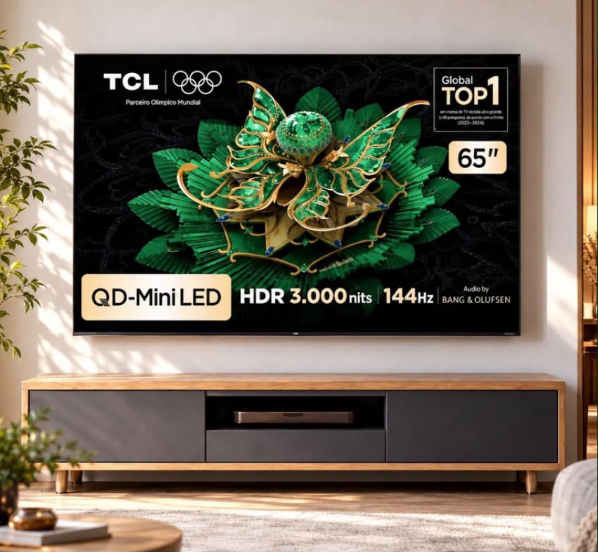Smart TV 65" TCL 4K UHD MiniLED 144 Hz Google TV AiPQ Google Assistente 4 HDMI 2 USB (65C6K)