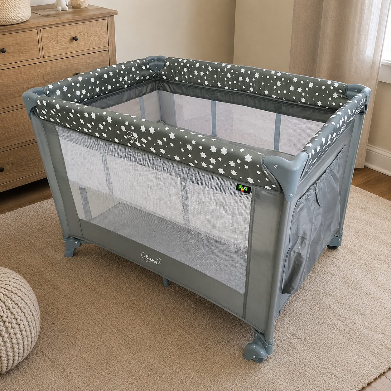 Berço Portátil Lune Maxi Baby (Cinza)
