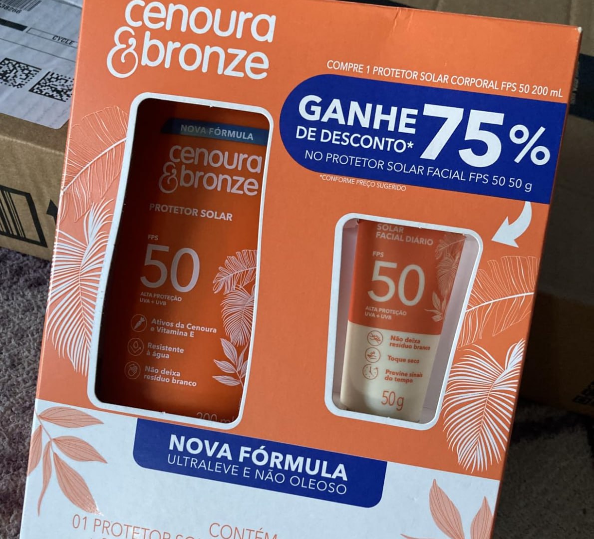 Kit Cenoura & Bronze Protetor Solar 200ml + Protetor Facial 50g - FPS50