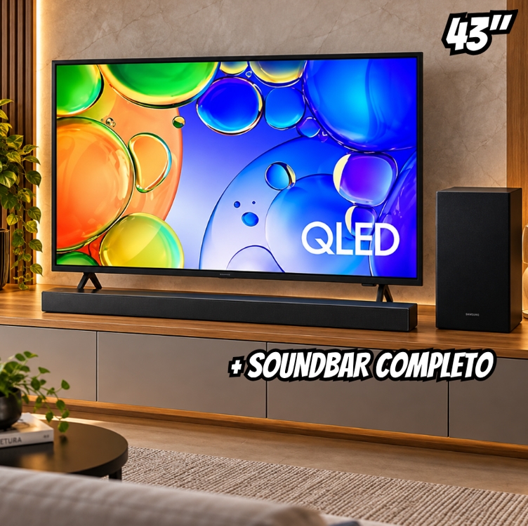 Samsung Combo Smart TV 43" QLED Full HD Q5F + Soundbar B Series HW B450F