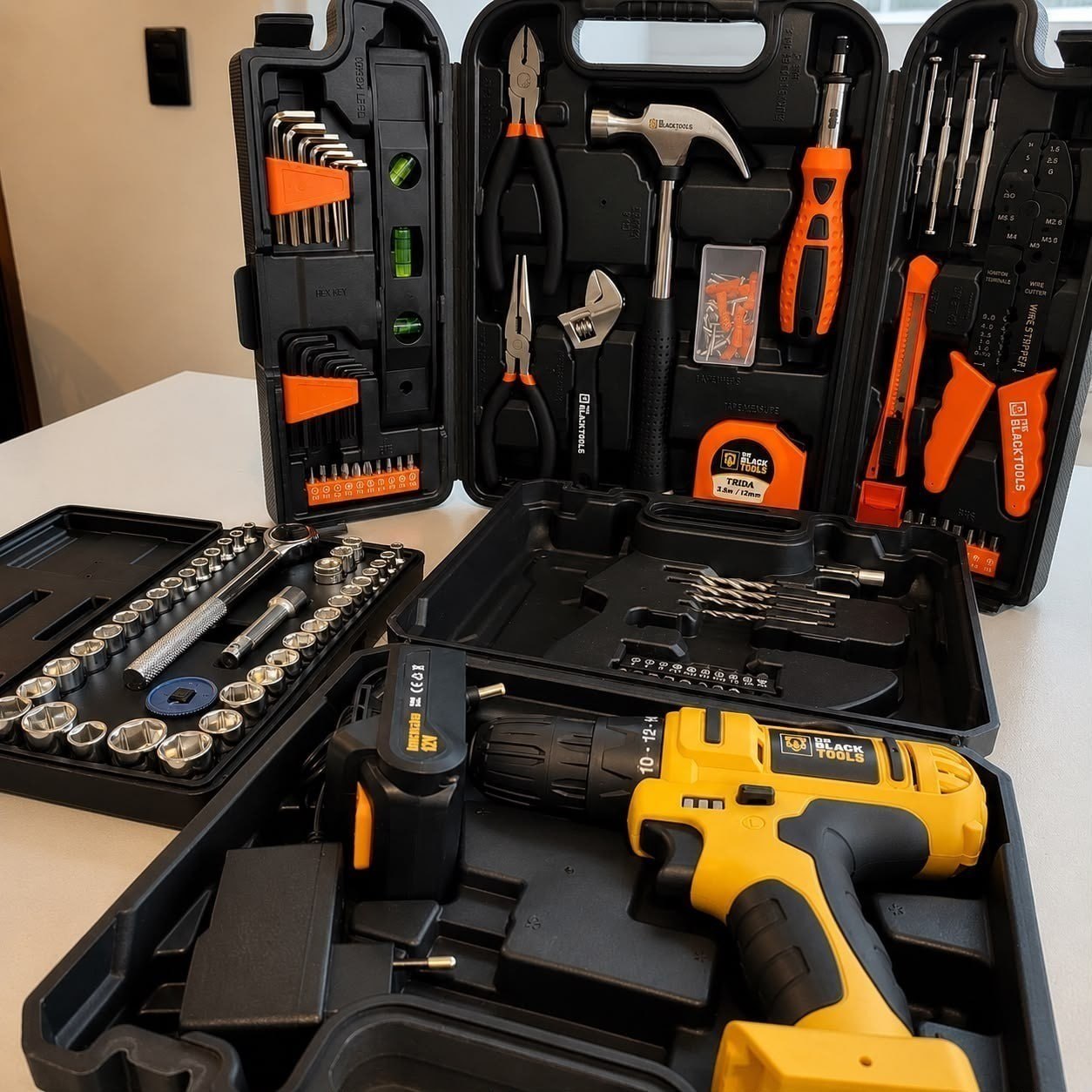 Kit Jogo Ferramentas 169 Peças Soquetes e Parafusadeira 12V