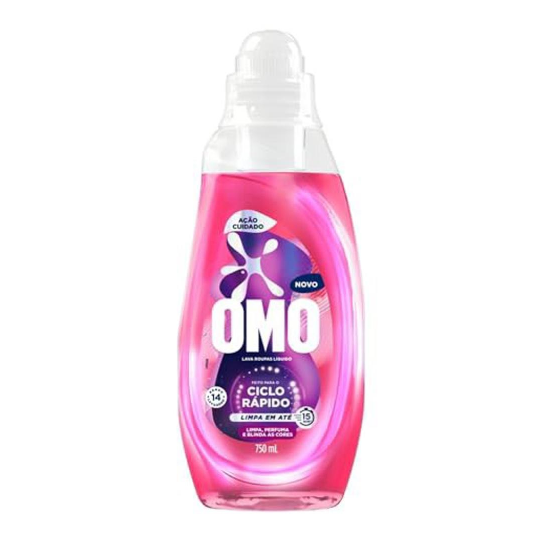 Lava-Roupas Líquido Omo Ciclo Rápido Ação Cuidado Frasco 750ml