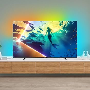PHILIPS, Smart TV Ambilight 55" 4K, Titan OS, 55PUG8100/78, Comando de Voz, HDR10+/Dolby Atmos, VRR/ALLM, Bluetooth
