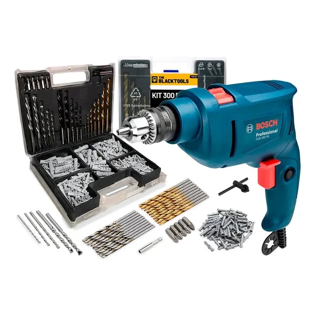 Furadeira de Impacto Bosch GSB 450 RE 450W 10mm com Brocas e Buchas