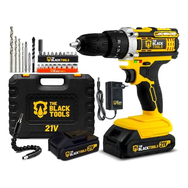 Parafusadeira e Furadeira de Impacto Black Tools 21V com 2 Baterias e Maleta